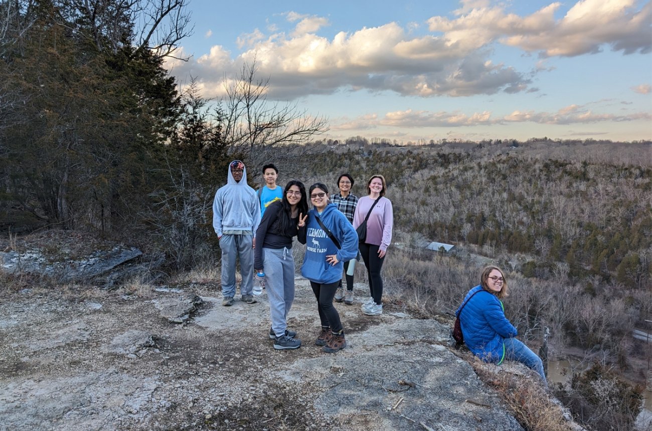 Group of students hiking