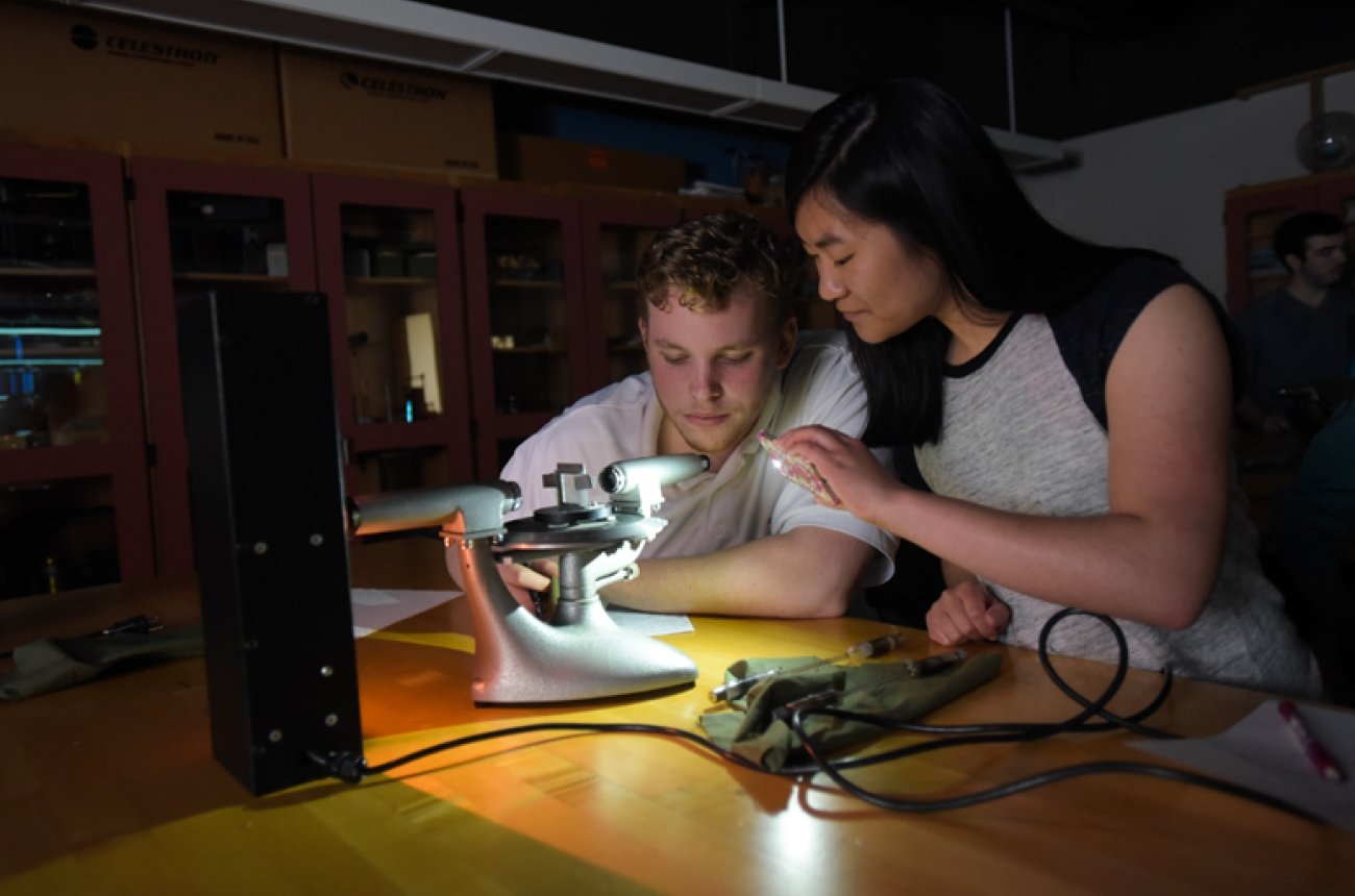 Two students in science lab
