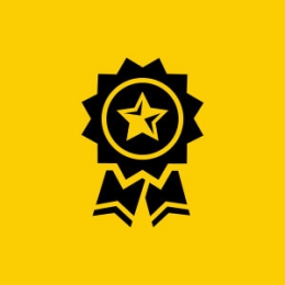 Graphic of a ribbon with a star in the center