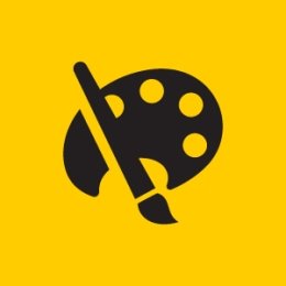 Gold background with a paint brush and pallete icon
