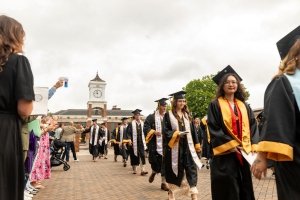 2026 Commencement Procession through Bell Tower Plaza