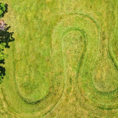 Pathway on grass outlining Palace of Memories path