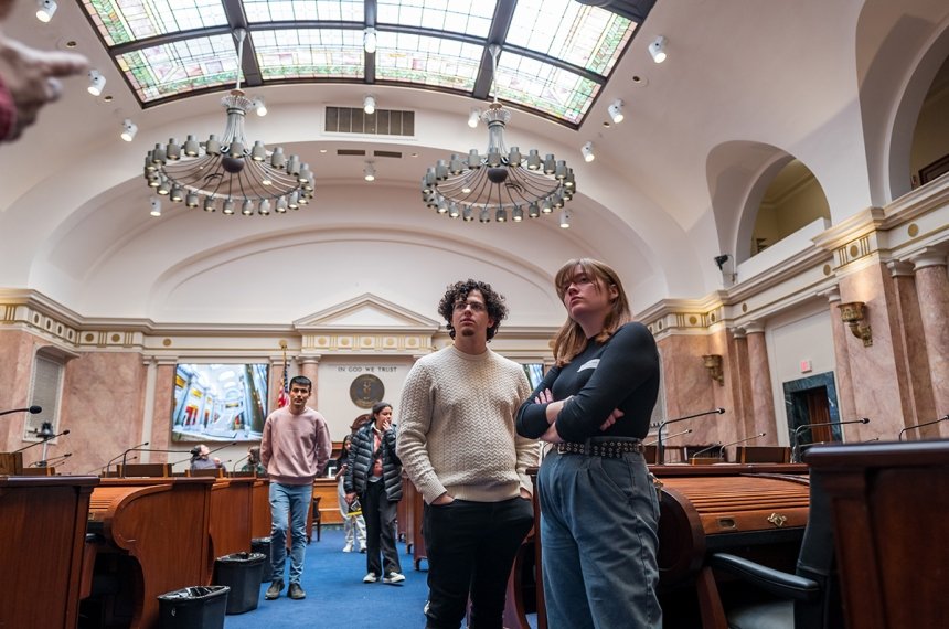 Students visited the Kentucky State Capitol during an alternative spring break trip on Monday, March 20, 2023.