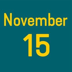 blue background with yellow text "November 15"