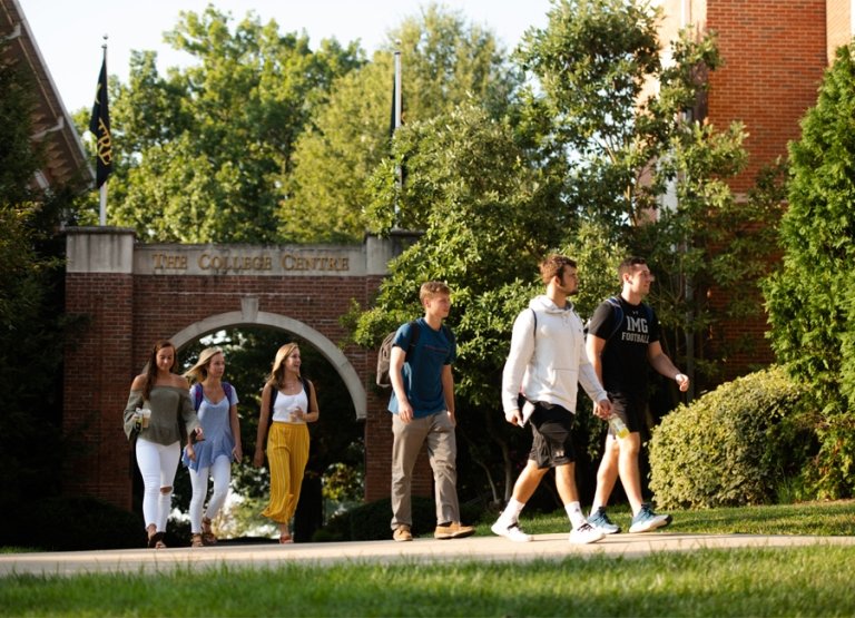 Students walking on campus 